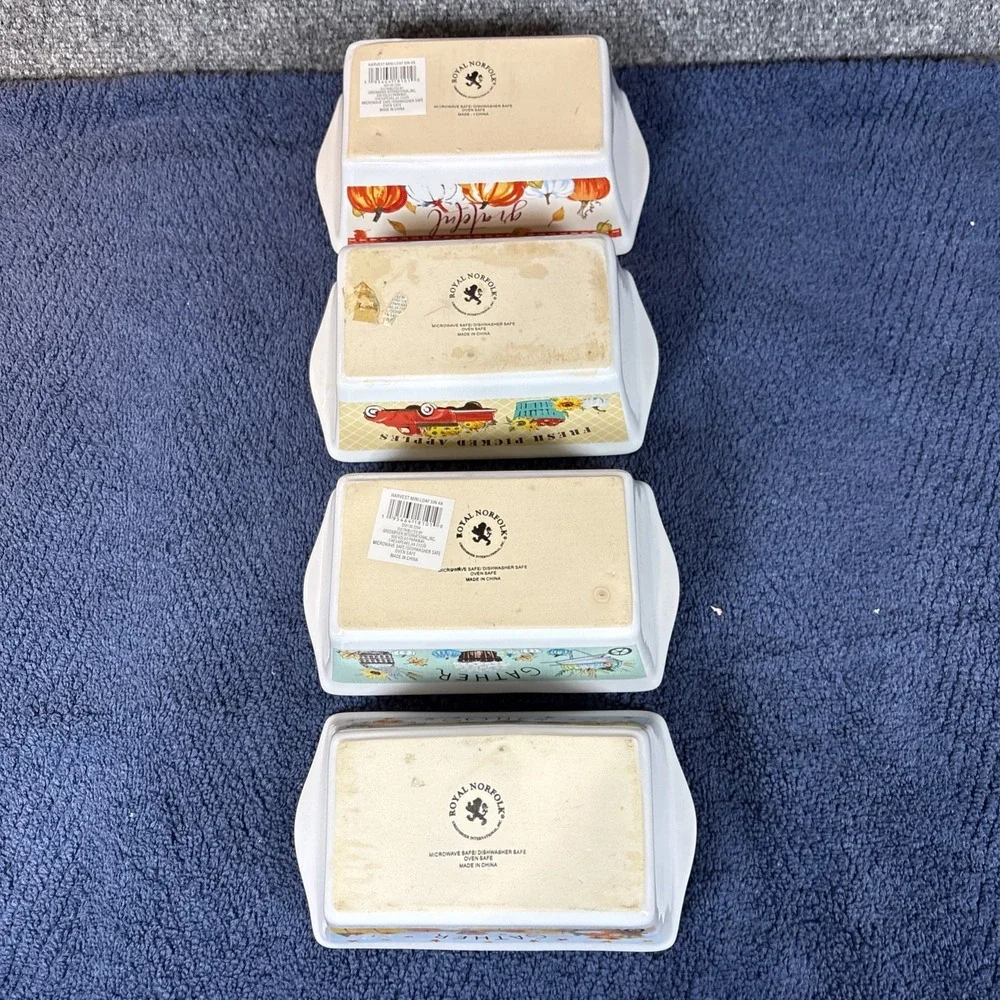 Royal Norfolk Harvest‎ Mini Bread Loaf Pans Holidays Fall Gathering Set Of 4